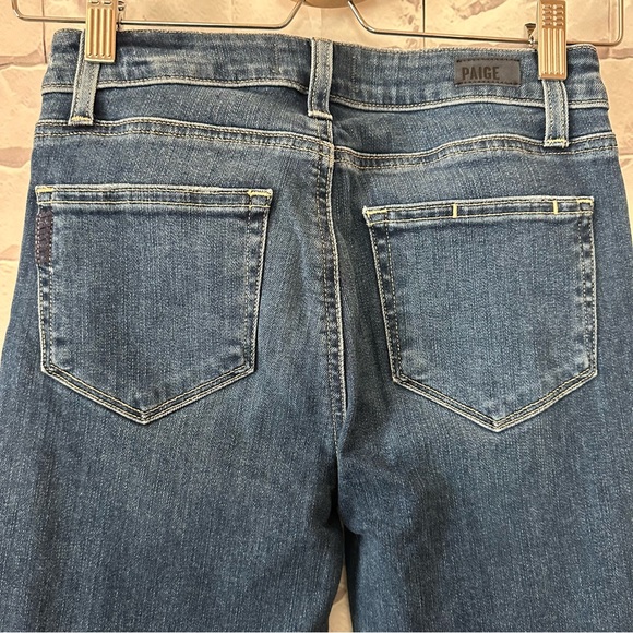 PAIGE High Rise Distressed Dark Blue Jeans - Picture 6 of 7